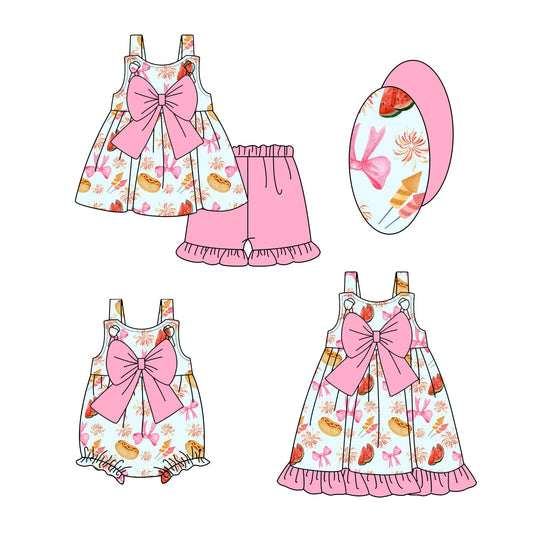 Baby Girl Straps Bows Sibling Romper Dress Set ( Moq 5 Each Style ) 2.15