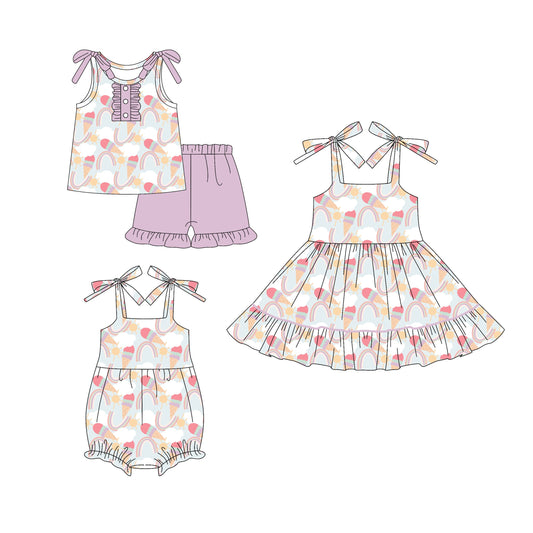 ( Moq 5 Each Style ) Baby Girl Ice Cream Sibling Romper Dress Set 4.18