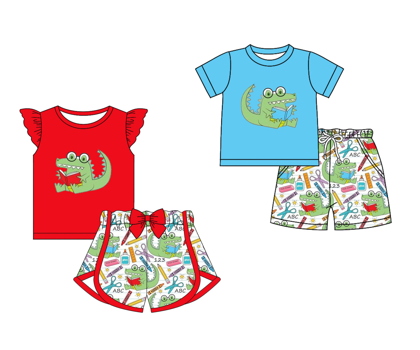 Baby Boy Girl Dinosaurs Back To School Sibling Set ( Moq 5 Each Style ) 12.31