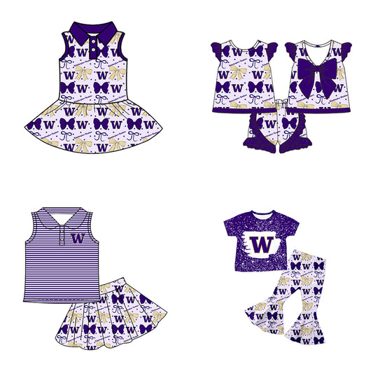 ( Moq 5 each style ) Baby Girl Toddler W Team Bows Sibling Dress Set
