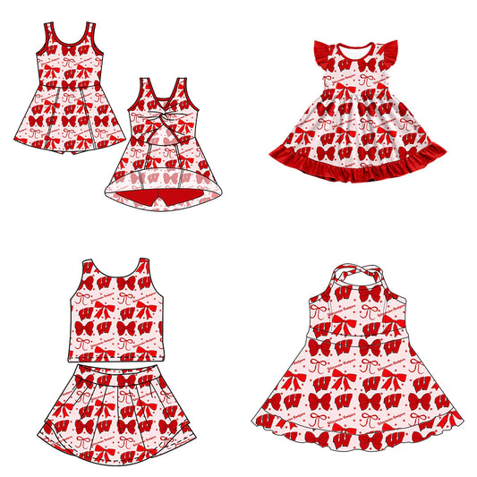 ( Moq 5 each style ) Baby Girl Toddler W Team Bows Sibling Dress Set 6.27