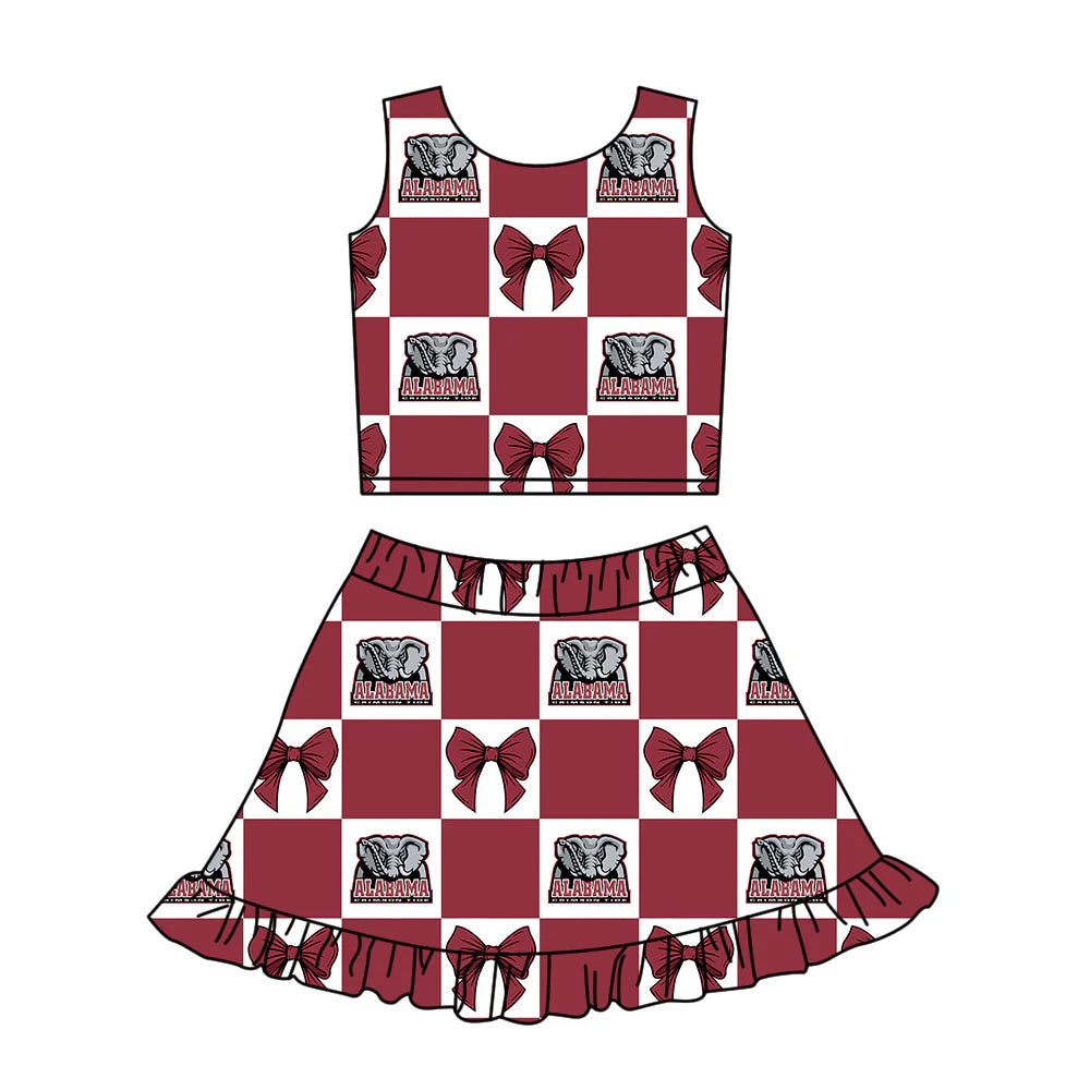 ( Moq 5 Each Style ) Baby Girls Kids Toddler Sleeveless Elephant Bows Tops Shorts Ruffle Skirt Team Set