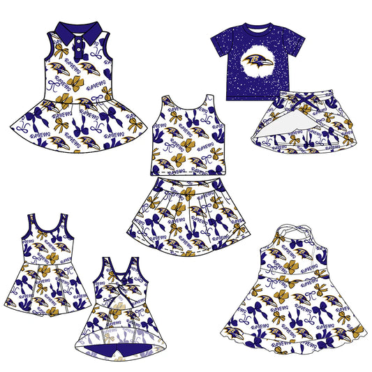 ( Moq 5 each style ) Baby Girl Toddler B Team Bows Sibling Skort Dress Set 6.9