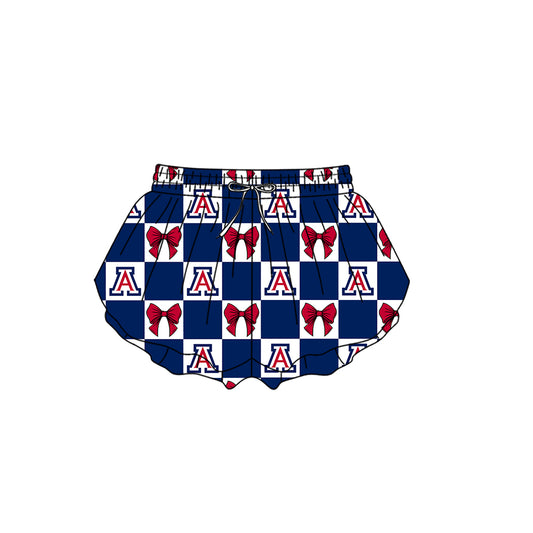 ( Moq 5 ) Baby Girls Adult Women Bows Navy Checked Team Shorts Sibling Mom and Me Yoga Clothes