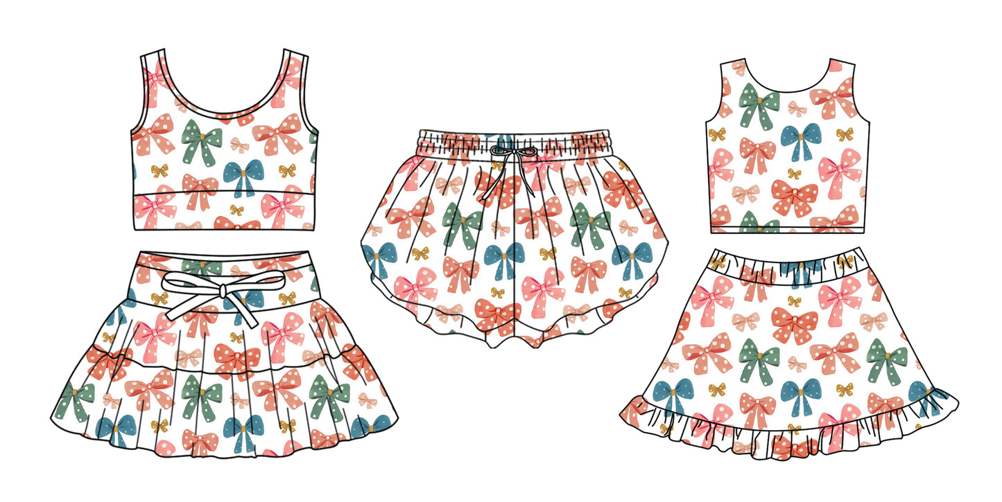 ( Moq 5 Each Style ) Baby Girls Kids Bows Sibling Shorts Sets Clothes