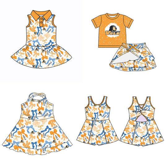 ( Moq 5 each style ) Baby Girl Team Dog Bows Sibling Dress Set 5.16