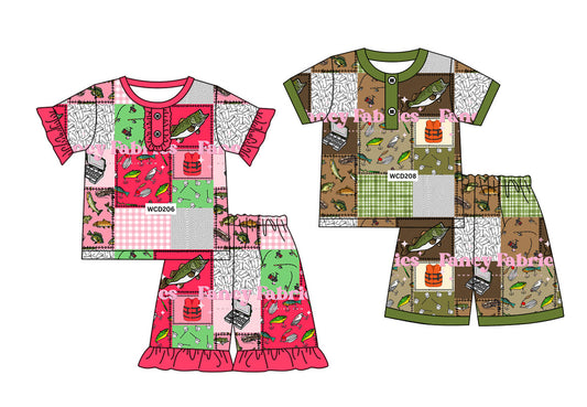 Baby Boy Girl Short Sleeves Fishing Sibling Pajamas Set ( Moq 5 Each Style ) 12.21