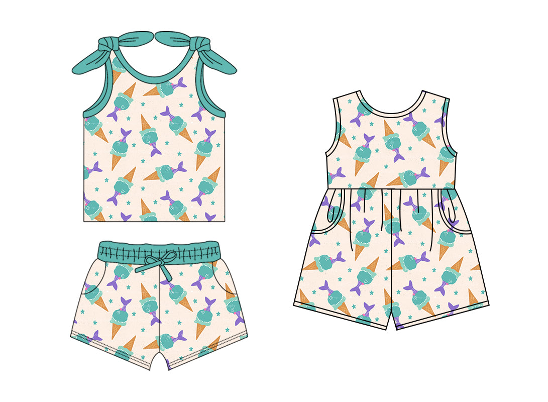 Baby Girl Sleeveless Mermaid Sibling Jumpsuit Set ( Moq 5 Each Style ) 1.20