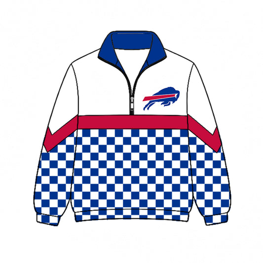 ( Moq 5 ) Kids Toddler Long Sleeves Checked Half Zip Collar Sweatshirt Team Shirt Tops