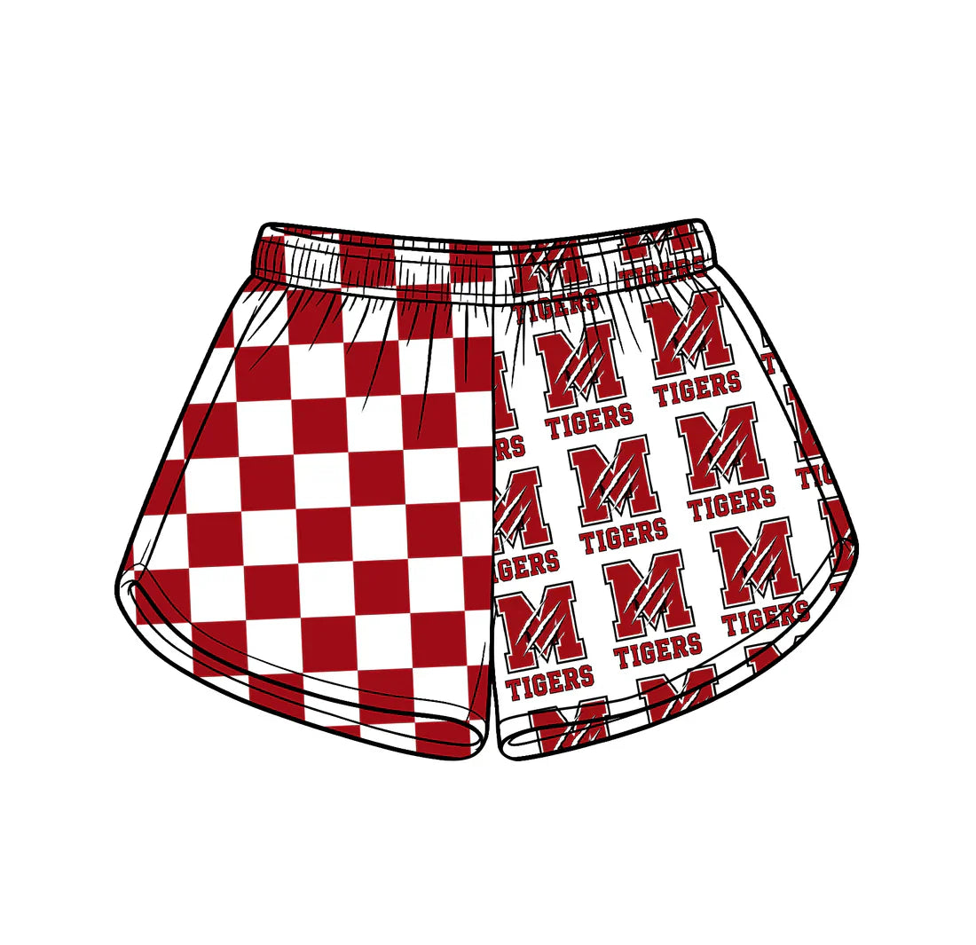( Moq 5 ) Baby Girls Kids Tigers Checked Team Shorts Summer Clothes