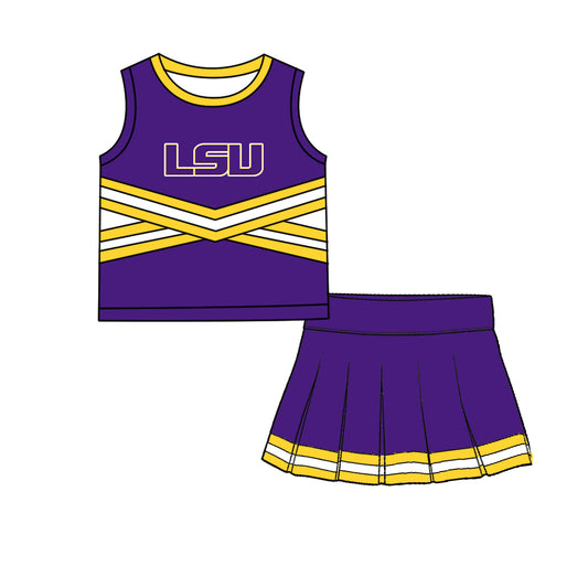 ( Moq 5 ) Baby Girls Kids Sleeveless Vest Skirt Shots Team Set Clothes