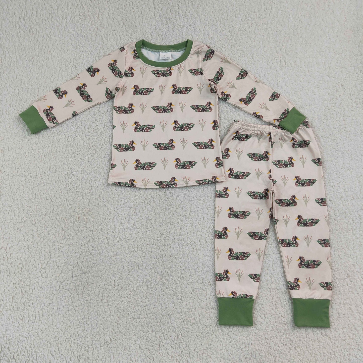 Baby Boys Kids Long Sleeves Camo Ducks Shirt Pants Pajamas Set Clothes RTS
