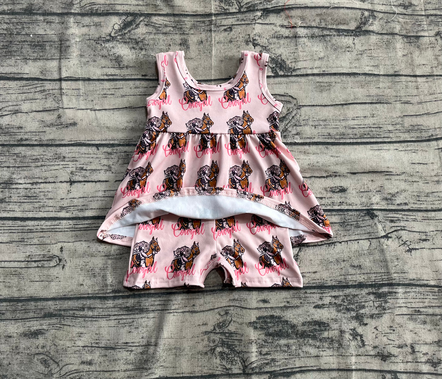 Baby Girl Toddler Sleeveless Cowgirl Western Skort Jumpsuit RTS