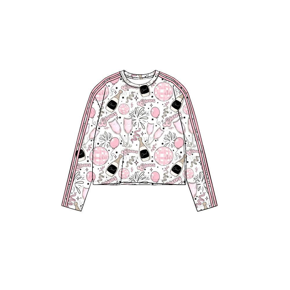 ( Moq 5 ) Preorder Baby Girls Toddler Long Sleeves Happy New Year Shirt Tops Yoga Active Clothes
