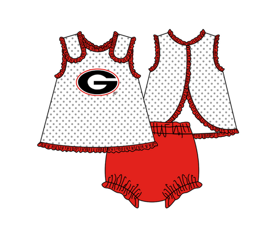 ( Moq 5 ) Baby Girls Toddler G Dots Tops Red Bummie Shorts Team Set