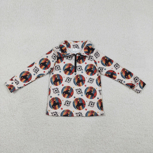 Baby Boys Long Sleeves Rodeo Aztec Zipper Western Pullover Shirt RTS