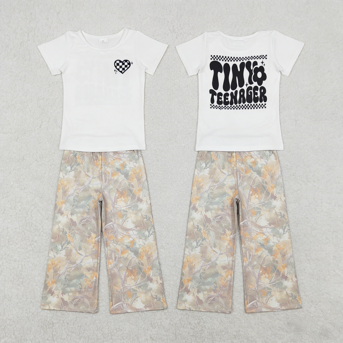 Baby Girls Kids Short Sleeves Shirt Camo Pants Clothes Set RTS