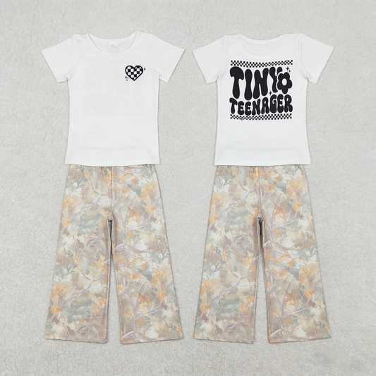 Baby Girls Kids Short Sleeves Shirt Camo Pants Clothes Set RTS