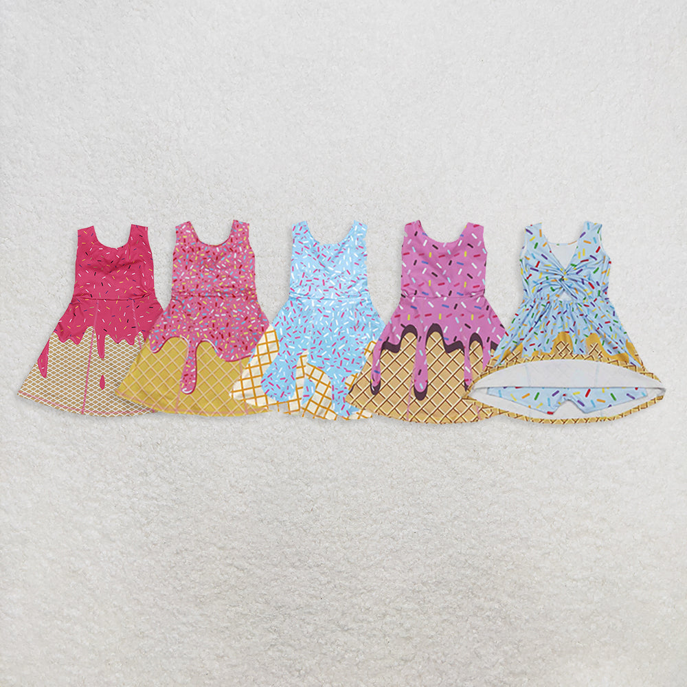 Baby Girl Toddler Sleeveless Cakes Candy Sibling Yoga Active Skort Knee Length Dress