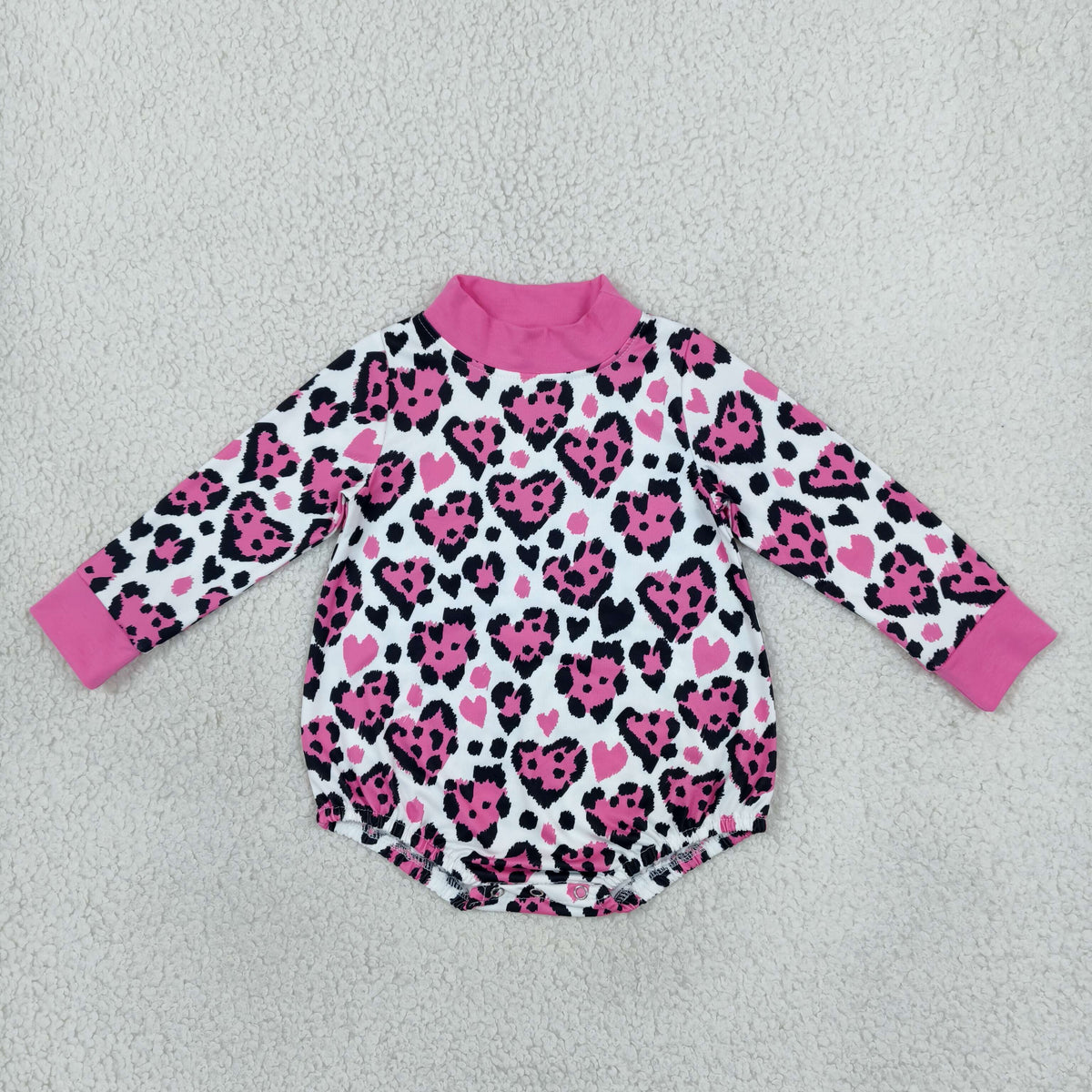 Baby Girls Infant Long Sleeves Hearts Valentine Romper Mock Neck Clothes RTS
