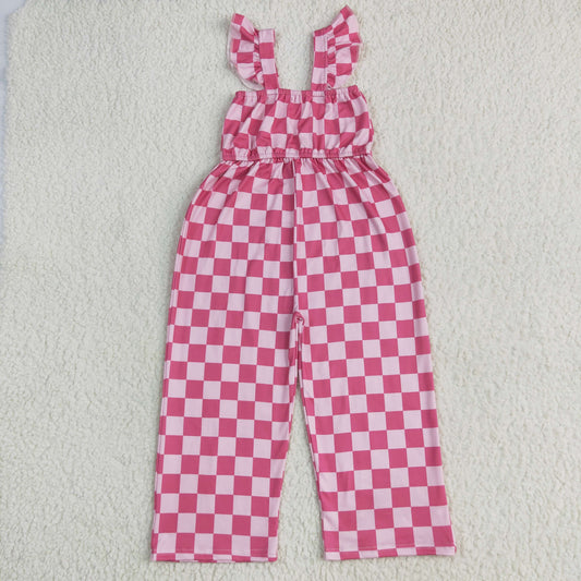 Baby Girl Short Sleeves Pink Checked Pants Jumpsuit RTS