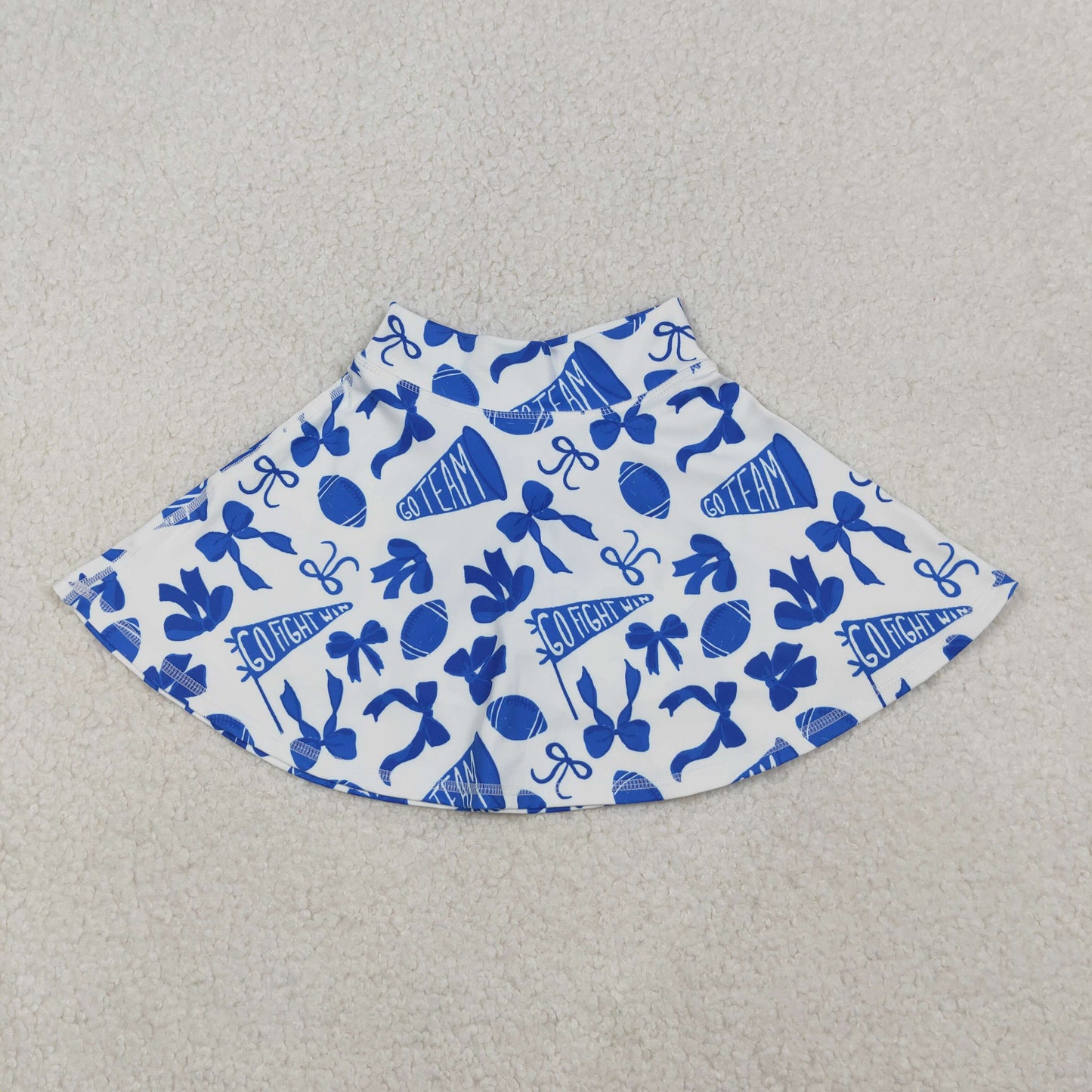 Baby Girl Blue Football Bows Cheer Summer Yoga Active Shorts Skirt Skort RTS