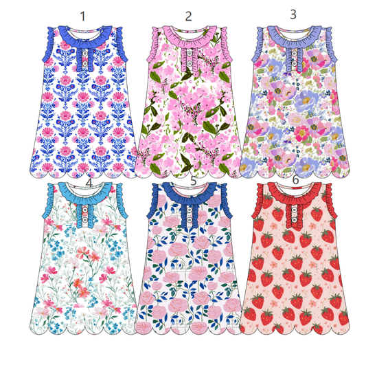 ( Moq 5 Each Style ) Sibling Baby Girls Kids Sleeveless Flower Knee Length Dresses