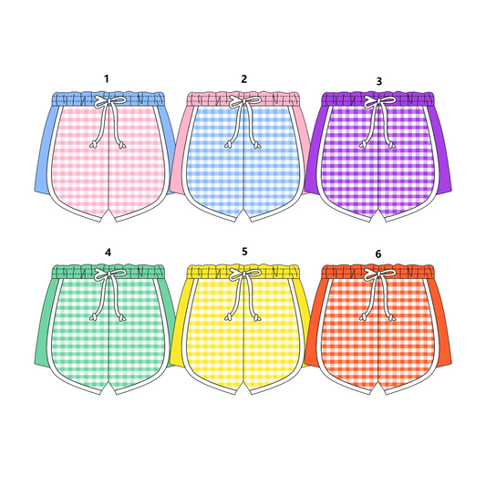 ( Moq 5 Each Style ) Sibling Baby Girls Toddler Plaid Adjustable Shorts Summer Bottoms