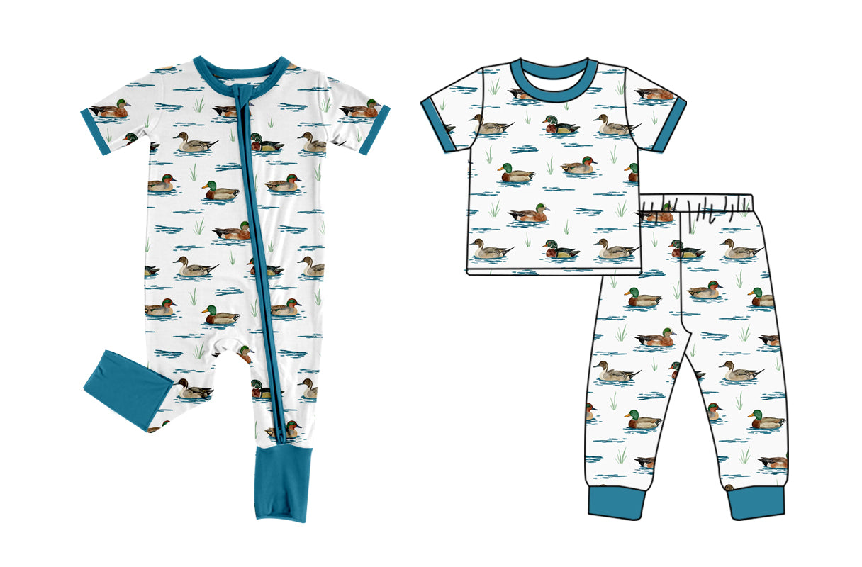 ( Moq 5 Each Style ) Sibling Baby Boys Kids Short Sleeves Ducks Romper Set Clothes