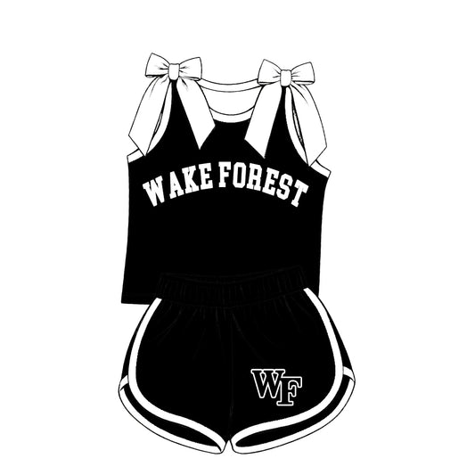 ( Moq 5 ) Sibling Baby Girls Kids Sleeveless Bows Black Shirt Shorts Team Set Clothes