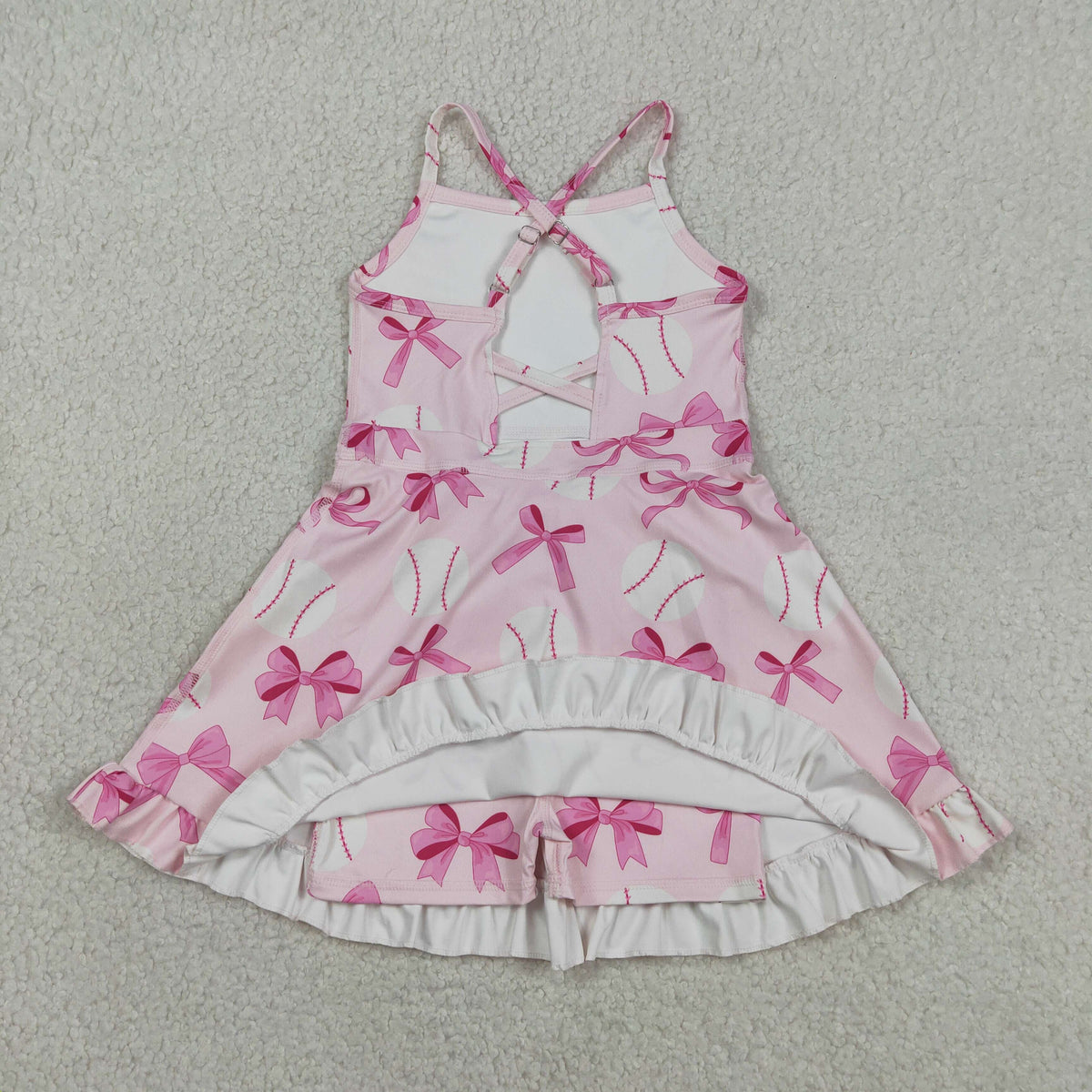 (No.13-24 ) Sibling Baby Girls Kids Straps Ruffle Shorts Knee Length Dresses Yoga Active Clothes RTS