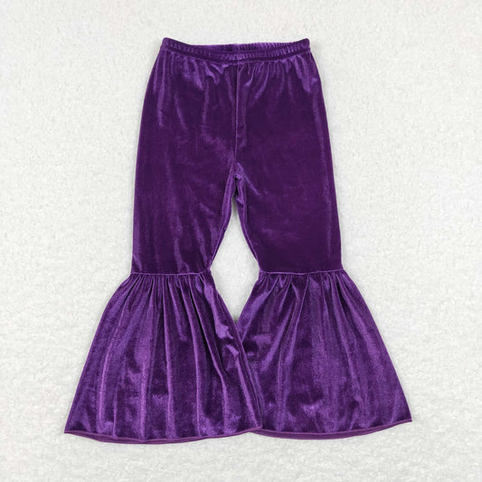 P0385 Baby Girl Purple Velvet Bell Pants