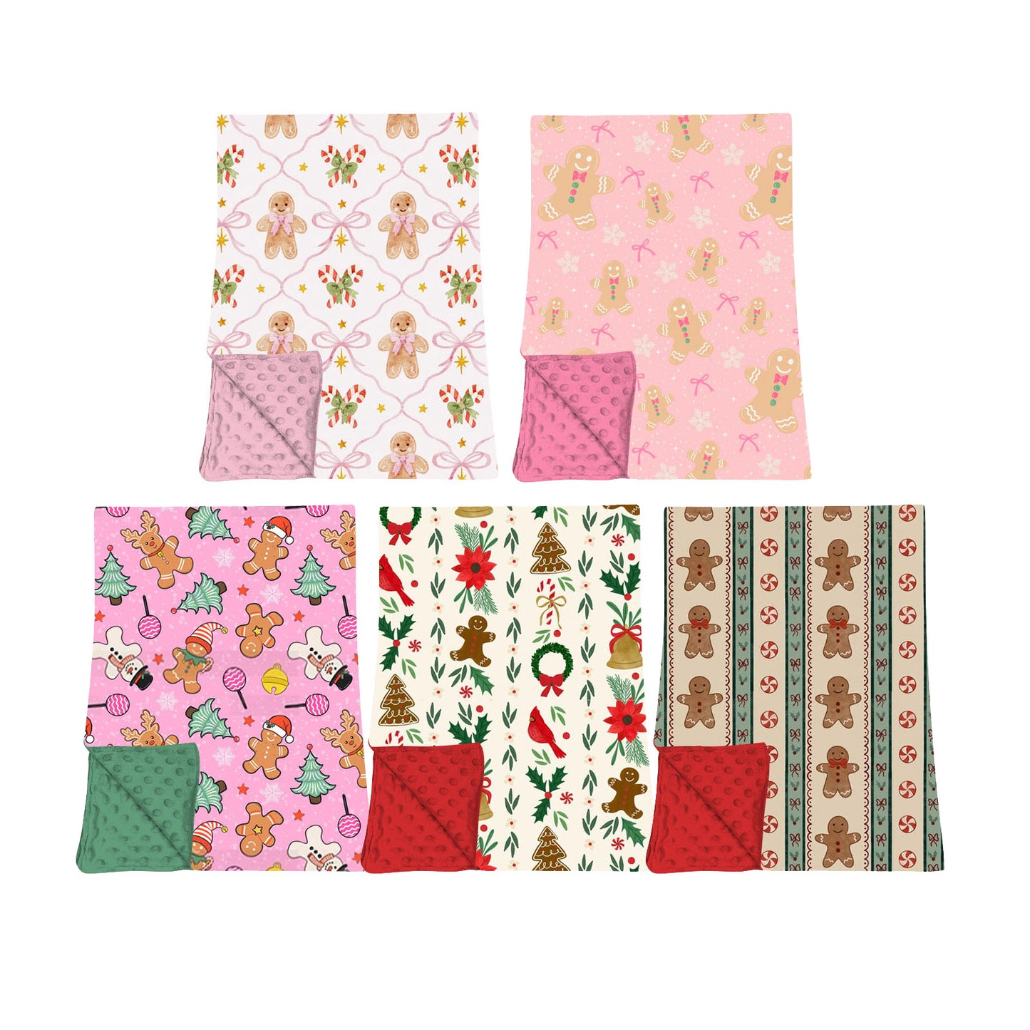 ( Moq 5 each style ) Sibling Baby Girls Kids Christmas Bows Gingerbread Blankets