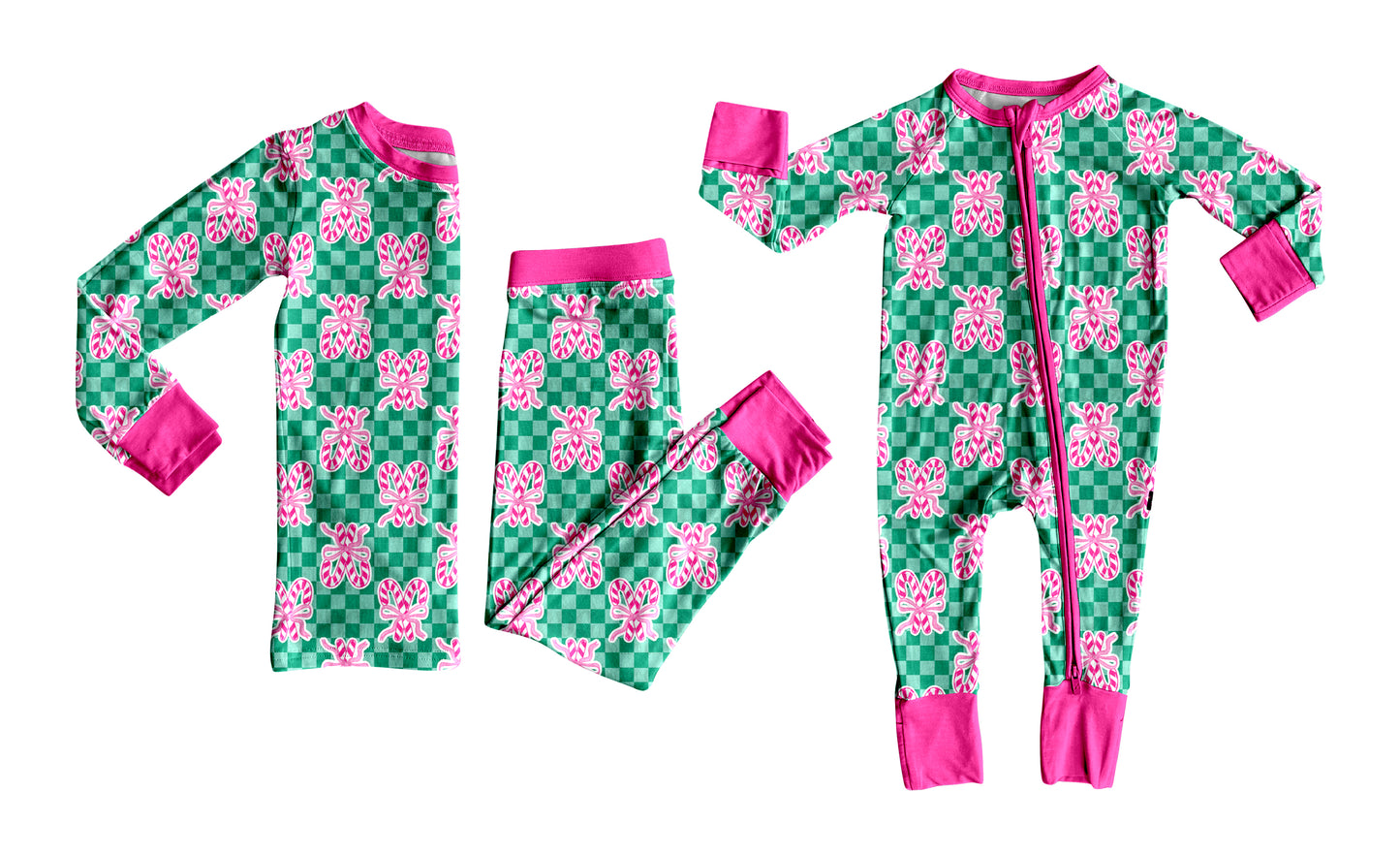 ( Moq 5 Each Style ) Baby Girls Kids Christmas Candy Cane Bows Sibling Romper Set Pajamas Clothing