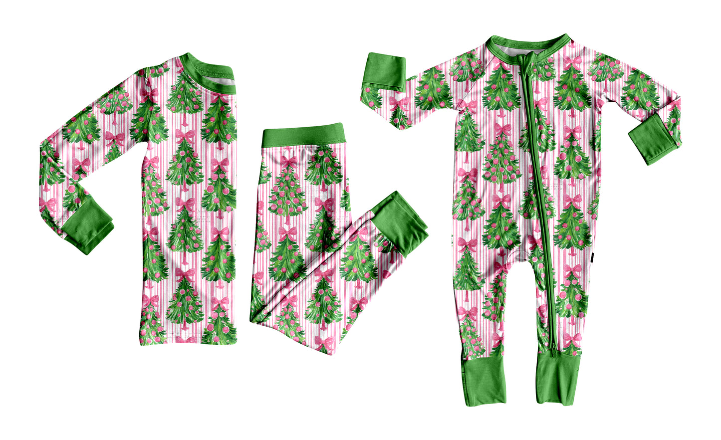 ( Moq 5 each style ) Sibling Baby Girls Kids Long Sleeves Christmas Tree Bows Zipper Romper Set Clothes