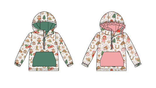 ( Moq 5 Each Style ) Sibling Baby Boys Girls Kids Christmas Gingerbread Hoodie Zipper Shirts Tops