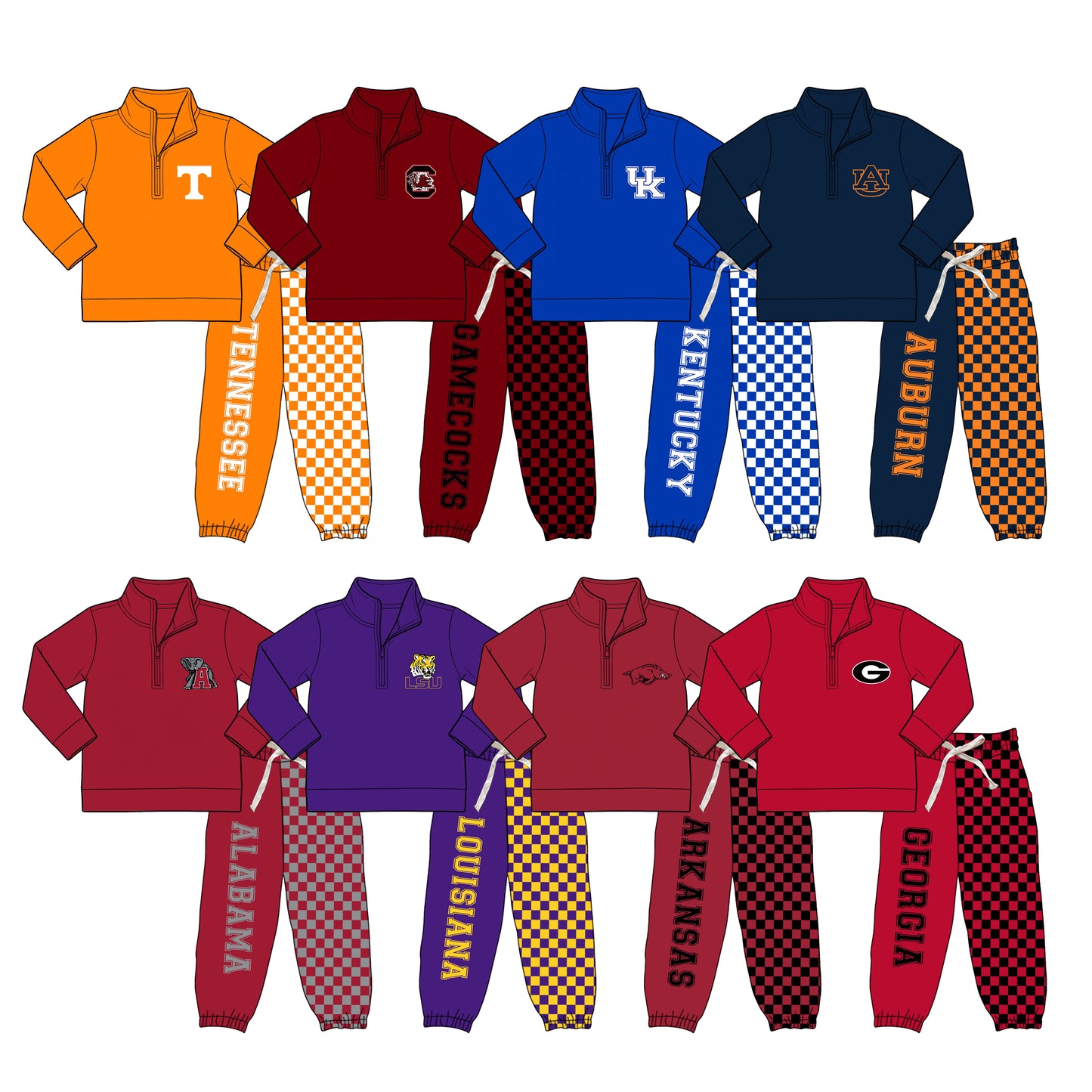 ( Moq 5 Each Style ) Sibling Baby Boys Kids Long Sleeves Zipper Shirts Checked Pants Sibling Team Sets Clothes