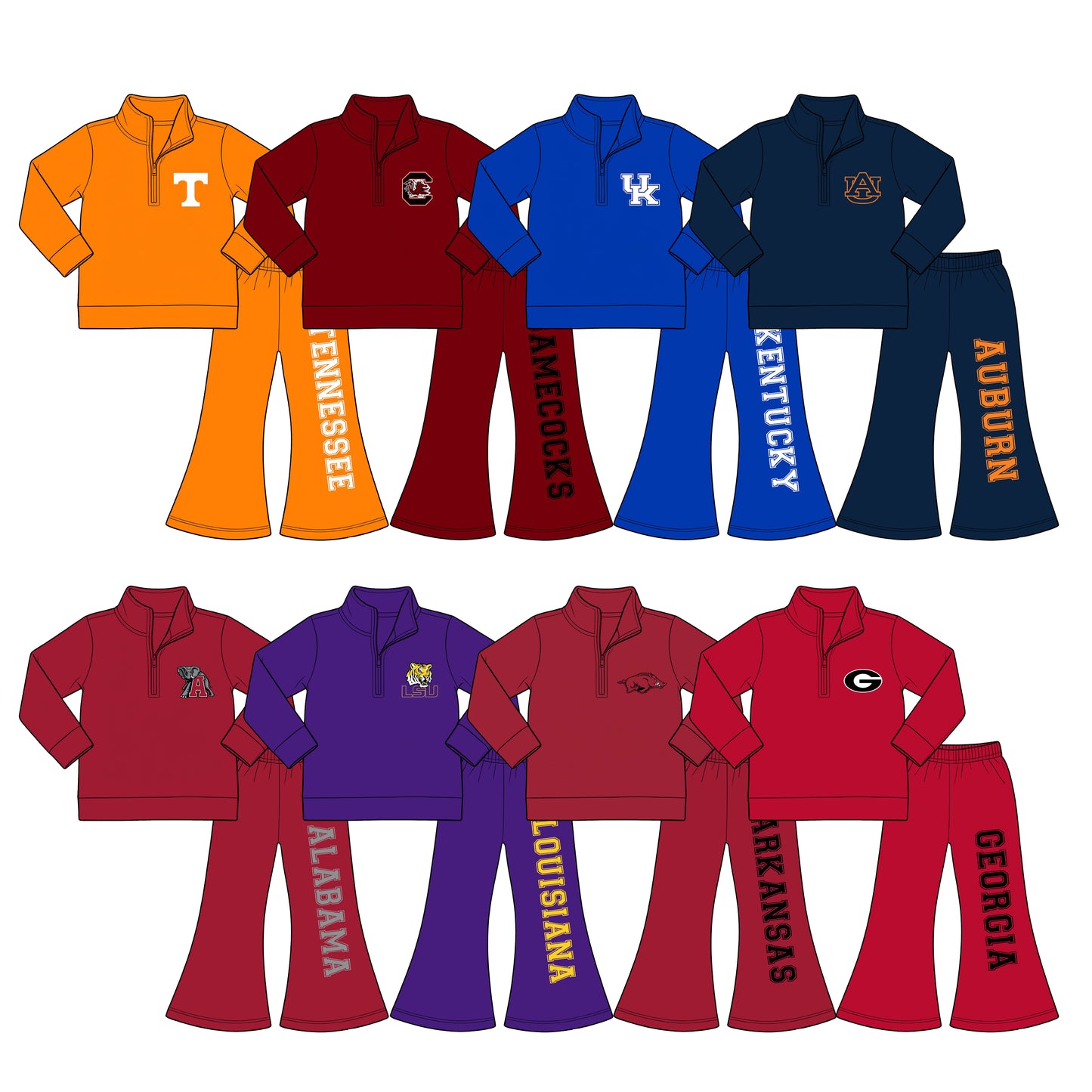 ( Moq 5 Each Style ) Sibling Baby Girls Kids Long Sleeves Zipper Shirts Bell Pants Sibling Team Sets Clothes