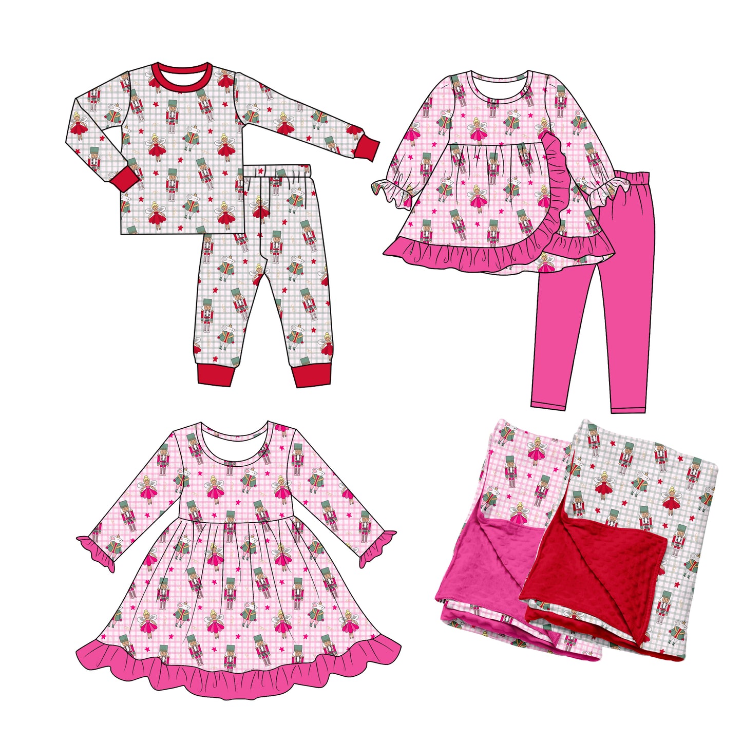 ( Moq 5 ) Sibling Baby Boys Girls Kids Christmas Dress Set Blankets Clothes