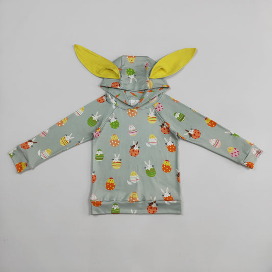 Baby Easter Long Sleeves Easter Rabbits Eggs Hoodie Green Shirt Tops RTS