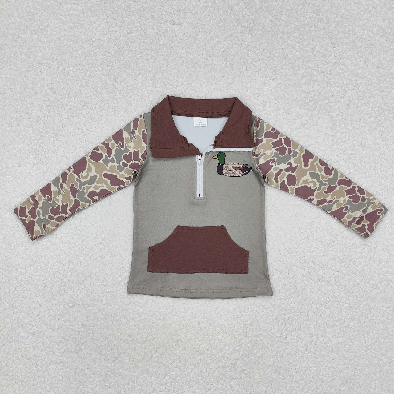 7-12 Sibling Boys Kids Long Sleeves Camo Pockets Zipper Shirt Pullover Tops Clothes RTS
