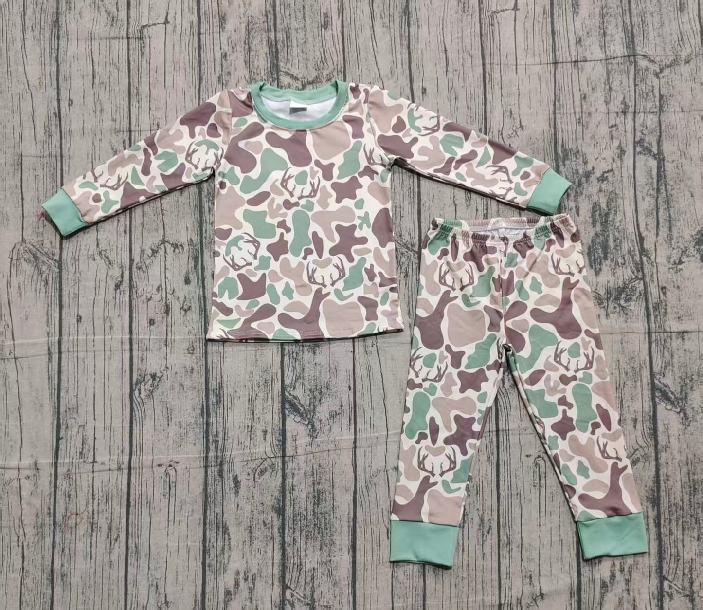 Baby Boy Long Sleeves Deer Camo Shirt Pants Pajamas Set RTS