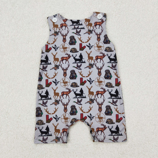 Baby Boy Infant Sleeveless Deer Ducks Dogs Camo Hunting Romper RTS