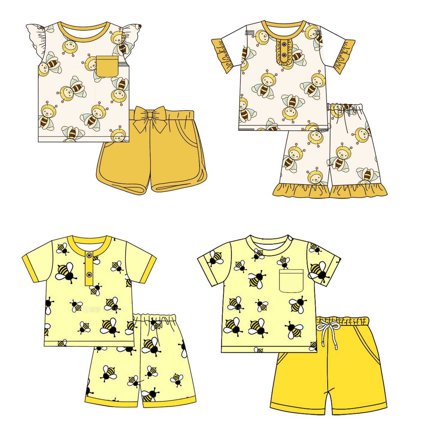 Baby Boy Girl Short Sleeves Bee Sibling Set ( Moq 5 Each Style ) 1.13