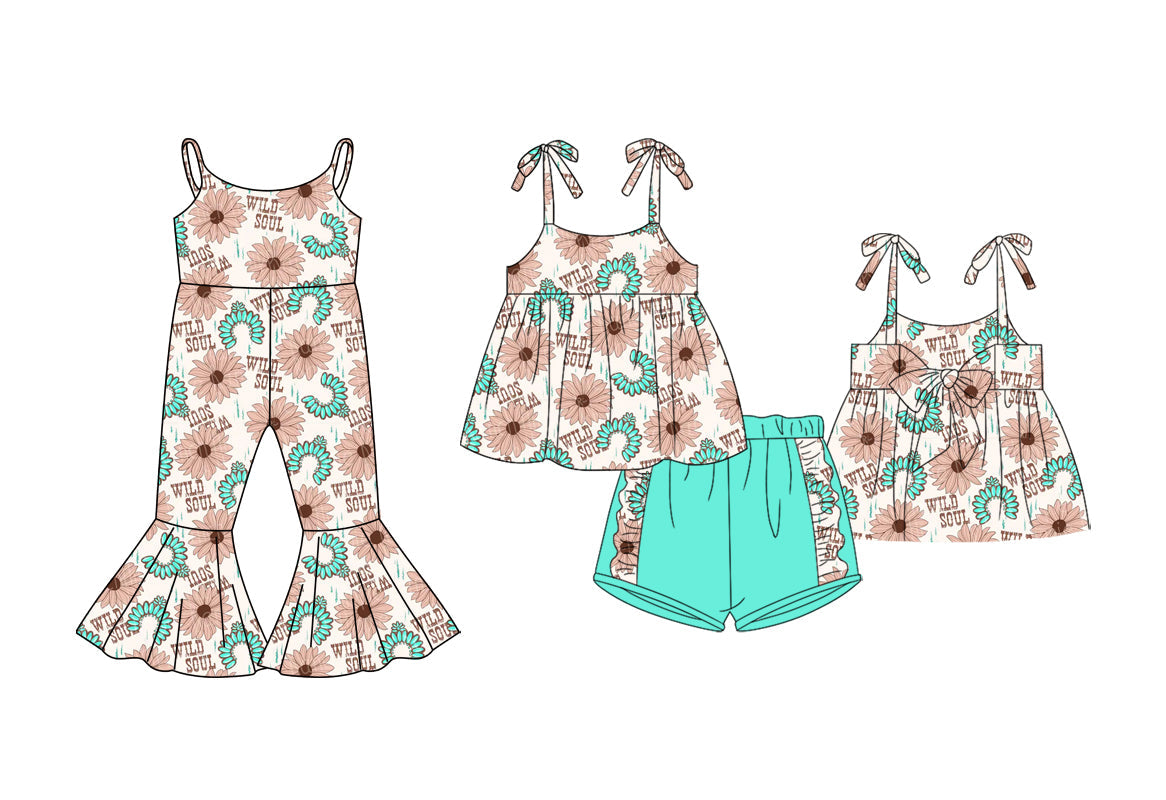 Baby Girl Straps Western Flower Sibling Jumpsuit Set ( Moq 5 Each Style ) 1.24