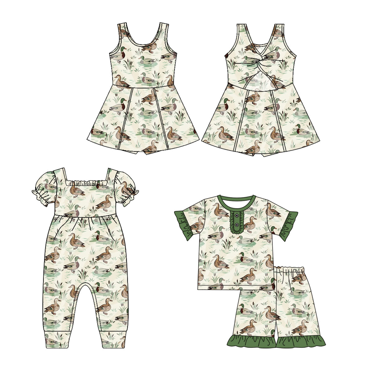 Baby Girl Ducks Sibling Romper Dress Set ( Moq 5 Each Style ) 2.14