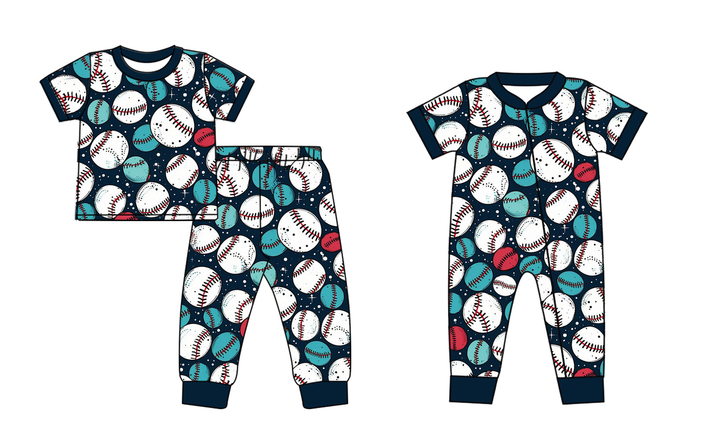 Baby Boy Toddler Short Sleeves Baceball Sibling Romper Clothes Set ( Moq 5 Each Design )11.22