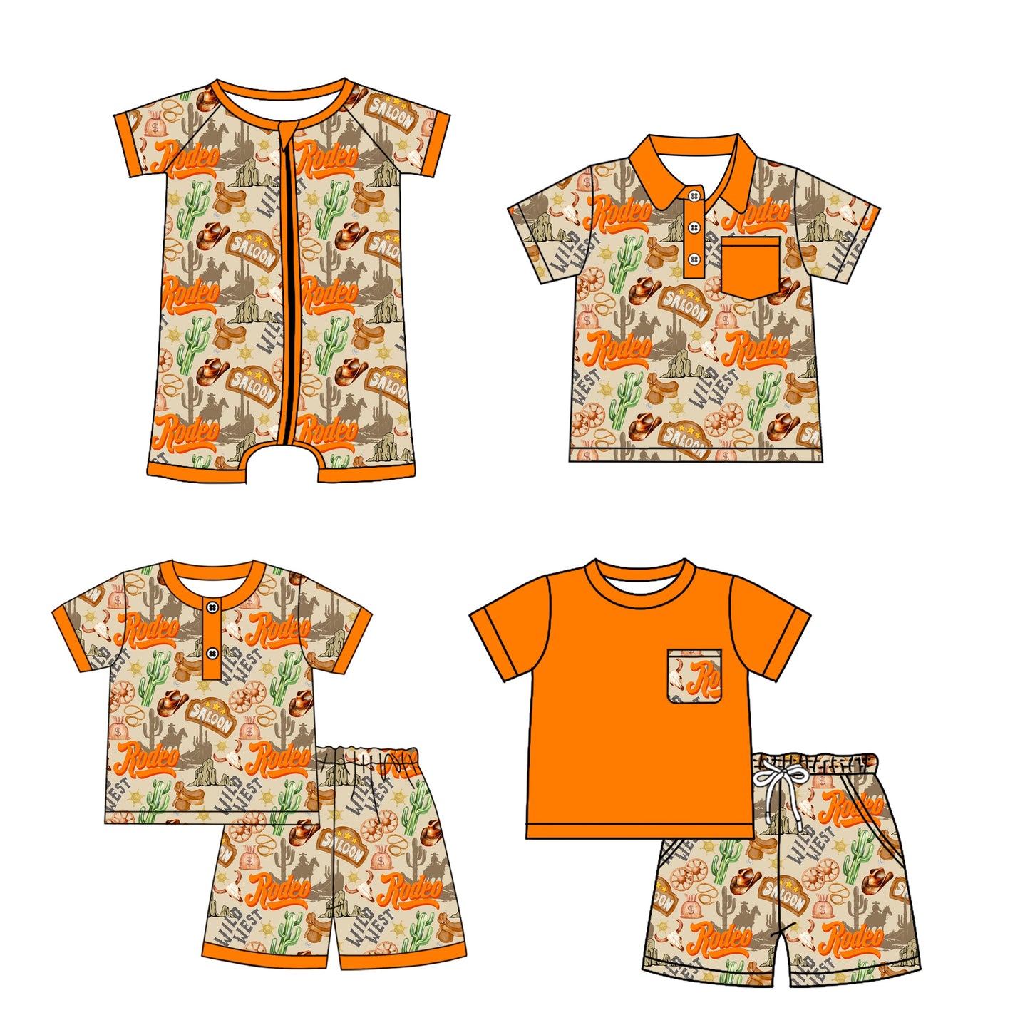 Baby Boy Western Rodeo Sibling Romper Shirt Set ( Moq 5 Each Style ) 3.17