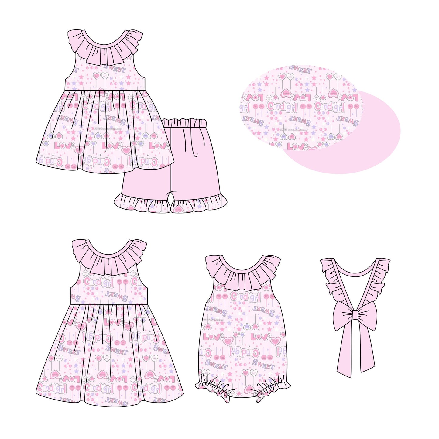 Baby Girl Hearts Sibling Dress Romper Set ( Moq 5 Each Style ) 1.4