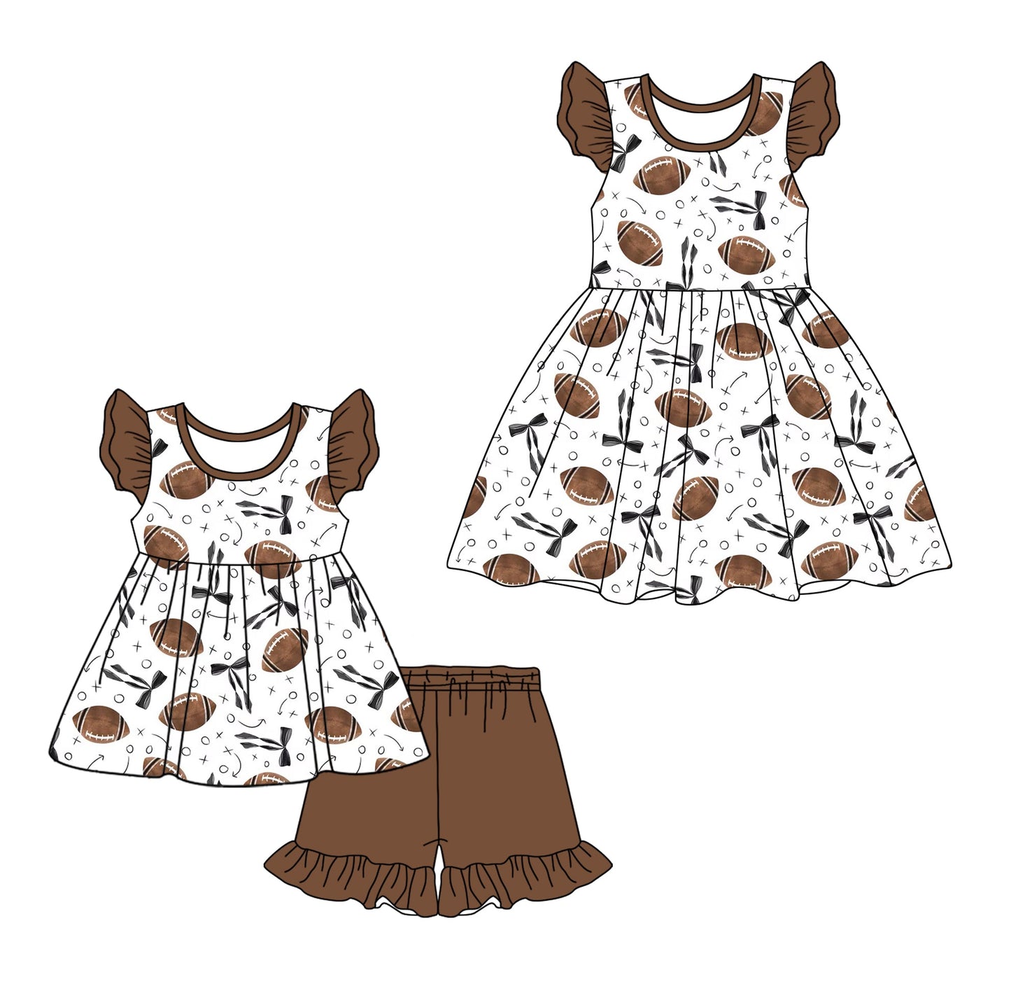 Baby Girl Football Bows Sibling Dress Set ( Moq 5 Each Style ) 1.7